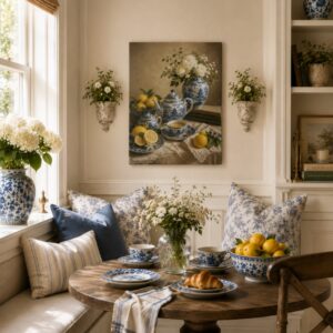 Blue & White Chinoiserie Tea Still Life Canvas
